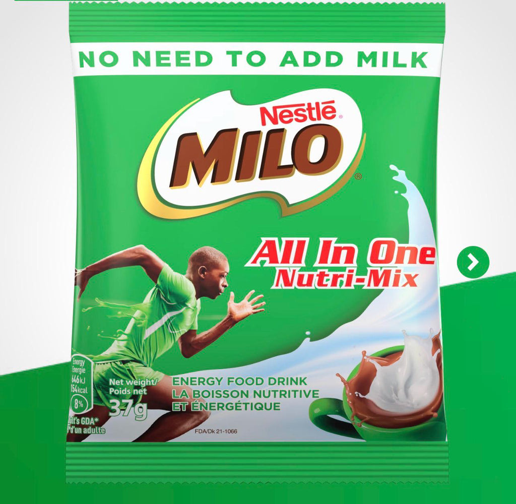 Nestlé Milo All-In-One Nutri Mix 37g | Chocolate Malt Drink Sachets (Pack of 10) | Ghana Milo Instant Energy Beverage