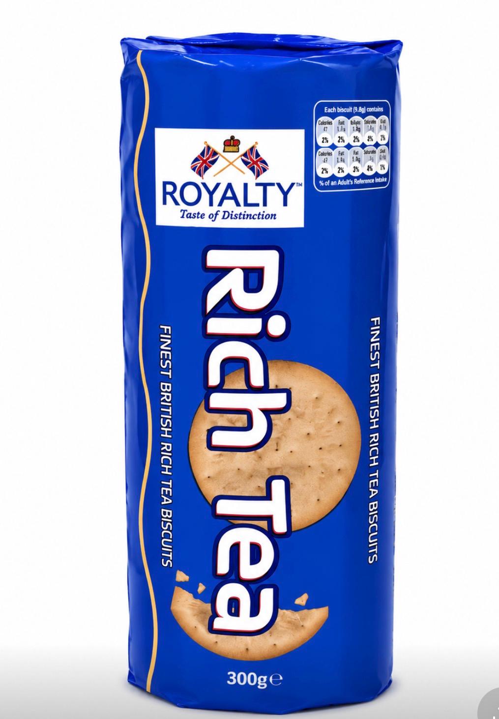 Royalty Rich Tea Biscuit | Classic Tea Cookies | Crunchy British Style Biscuit | Perfect for Tea & Coffee | Imported Tea Snack | Family Pack