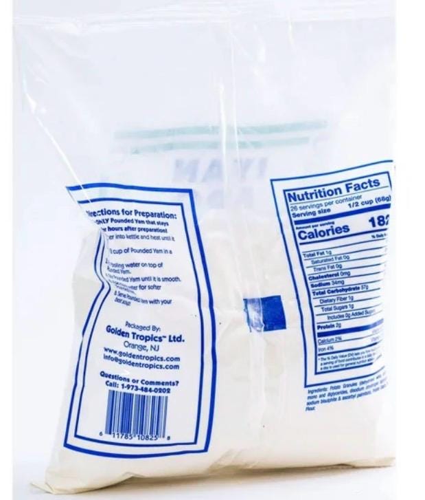 Pounded Yam Flour 4 Lbs| Instant Iyan | Authentic Nigerian Swallow | Smooth Yam Fufu | African Food Staple | Easy to Prepare