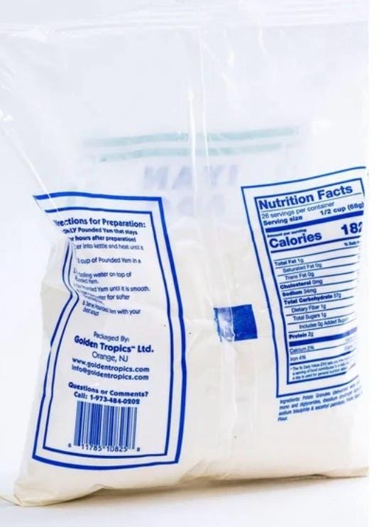 Pounded Yam Flour 4 Lbs| Instant Iyan | Authentic Nigerian Swallow | Smooth Yam Fufu | African Food Staple | Easy to Prepare