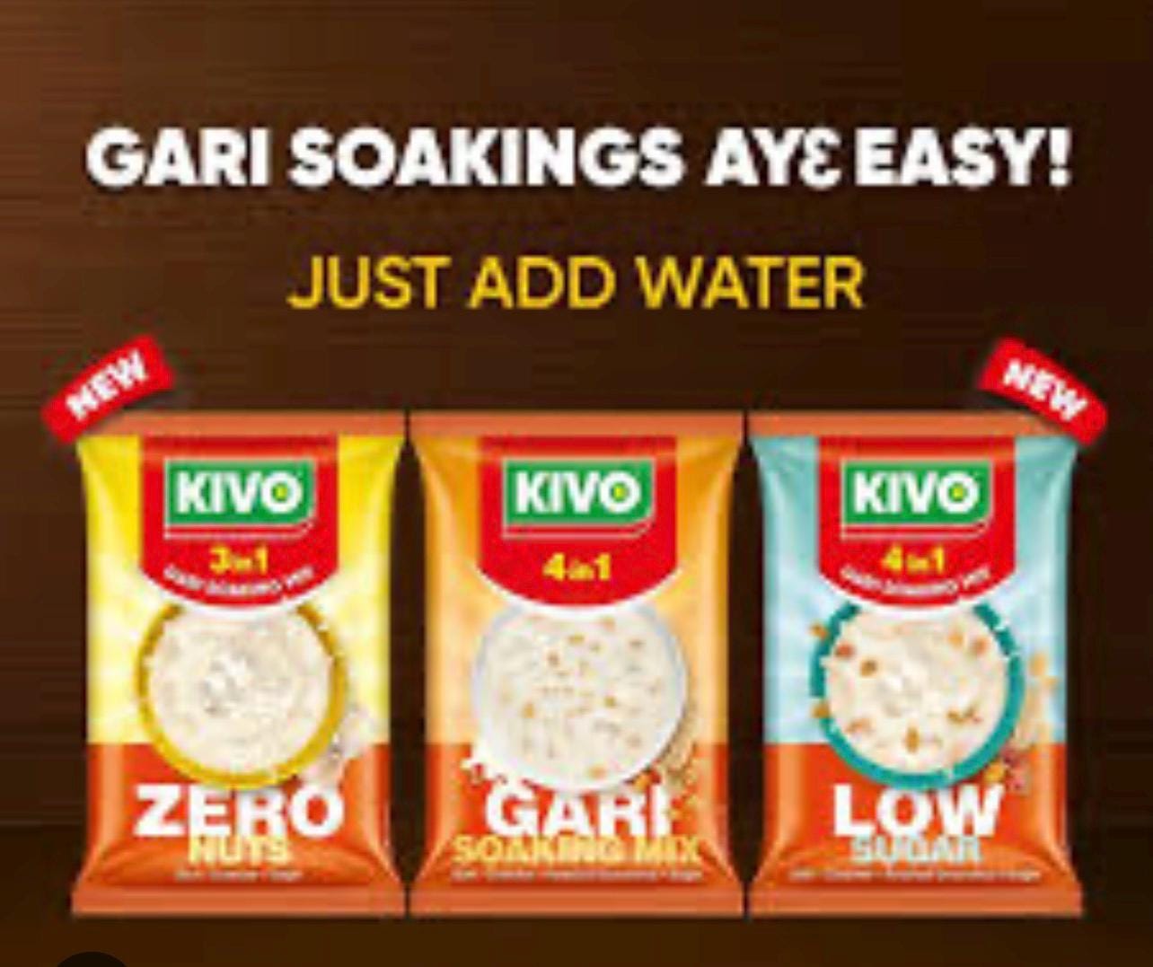 Kivo 4-in-1 Gari Soakings Mix (Pack of 5) | Instant African Snack Mix | Ghana Gari Soaking Blend | Sweet Milk Sugar Peanut Mix