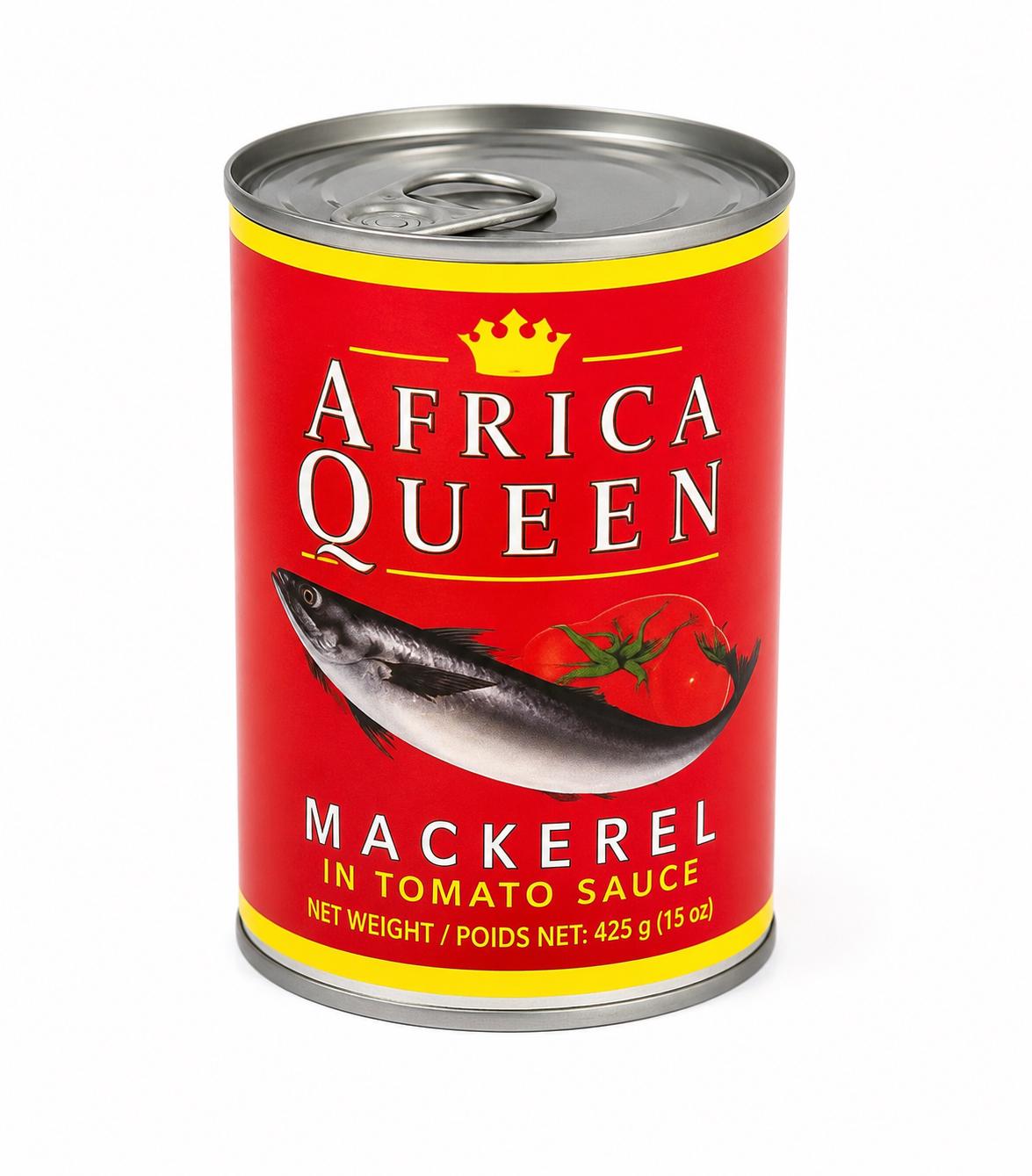 Africa Queen Mackerel in Tomato Sauce | Premium Canned Fish | Ready to Eat African Seafood | Protein Rich | West African Pantry Essential