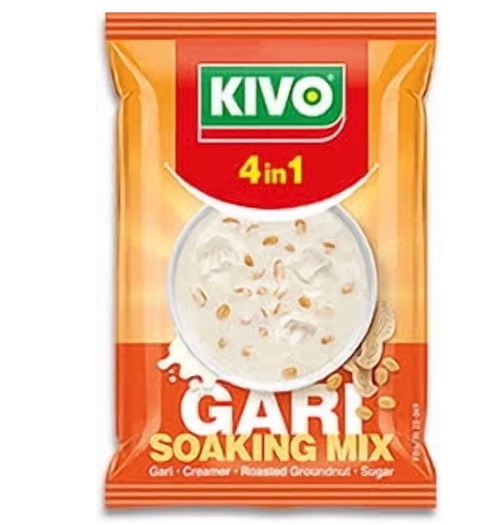 Kivo 4-in-1 Gari Soakings Mix (Pack of 5) | Instant African Snack Mix | Ghana Gari Soaking Blend | Sweet Milk Sugar Peanut Mix