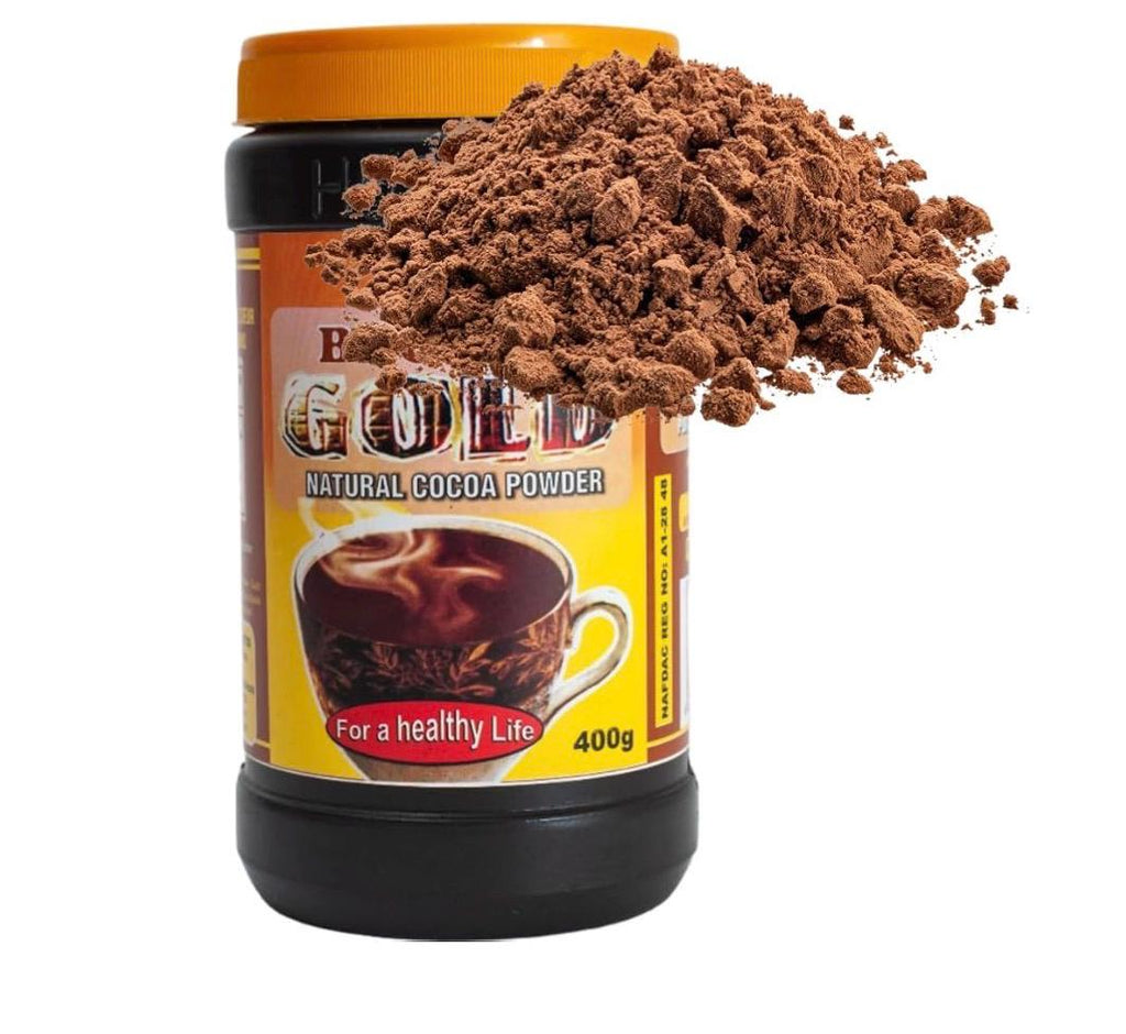 Brown Gold Cocoa Powder 400g | Product of Ghana | Pure Unsweetened Cocoa Powder | African Hot Chocolate &Cocoa | Natural Chocolate Drink Mix