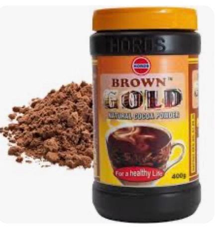 Brown Gold Cocoa Powder 400g | Product of Ghana | Pure Unsweetened Cocoa Powder | African Hot Chocolate &Cocoa | Natural Chocolate Drink Mix