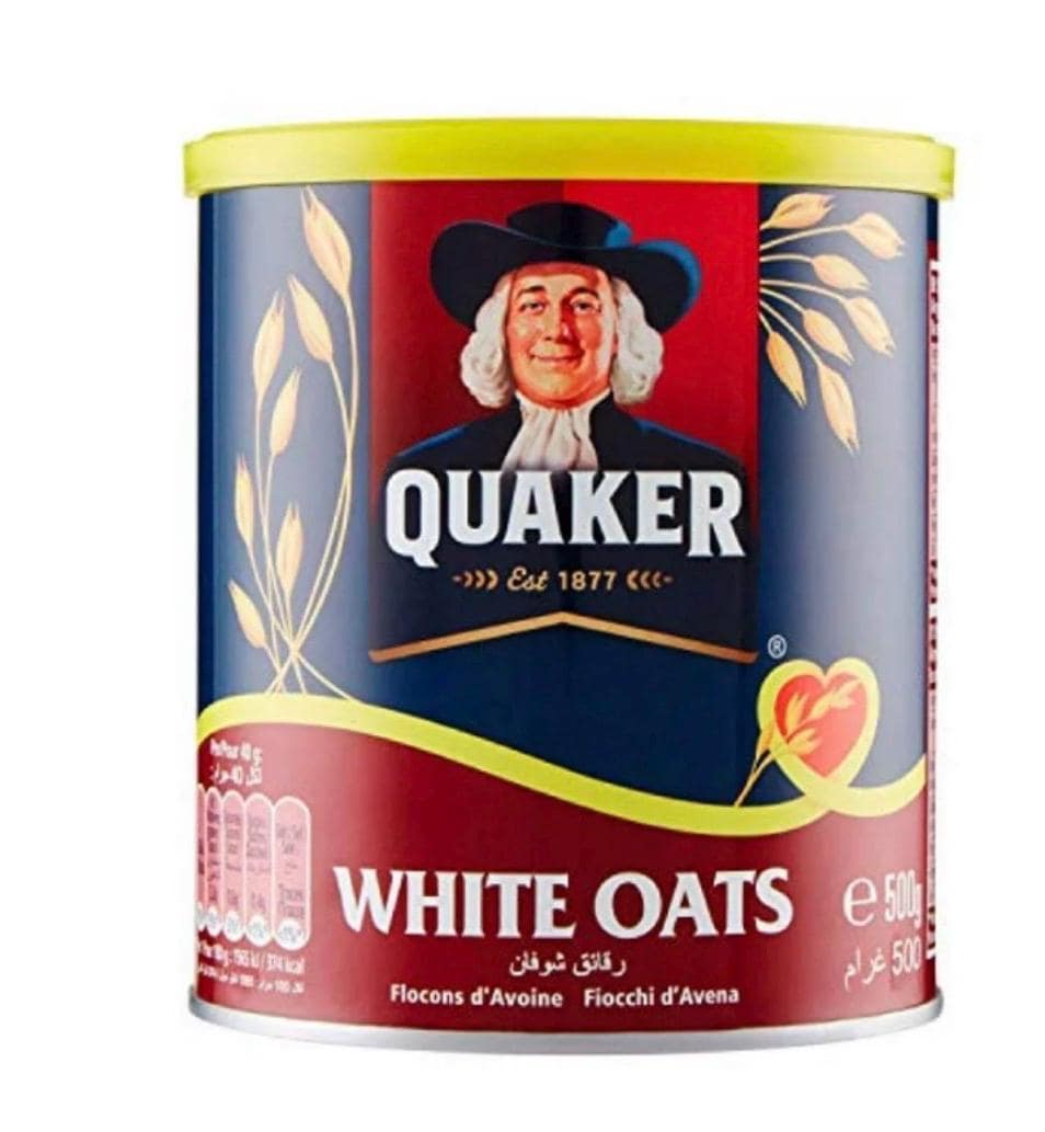 Quaker White Oats 500g | Whole Grain High Fiber Breakfast Oatmeal