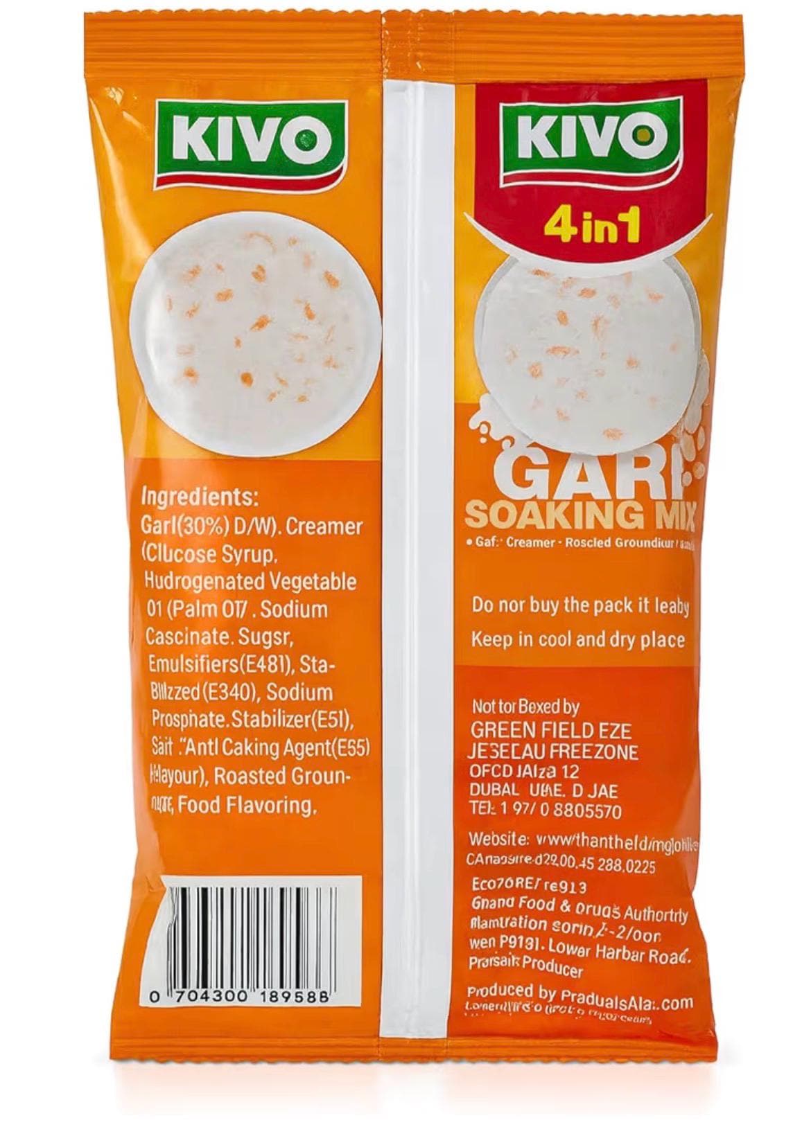 Kivo 4-in-1 Gari Soaking Mix (Pack of 3) | Instant African Snack, Sweet Milk Sugar Peanut Blend