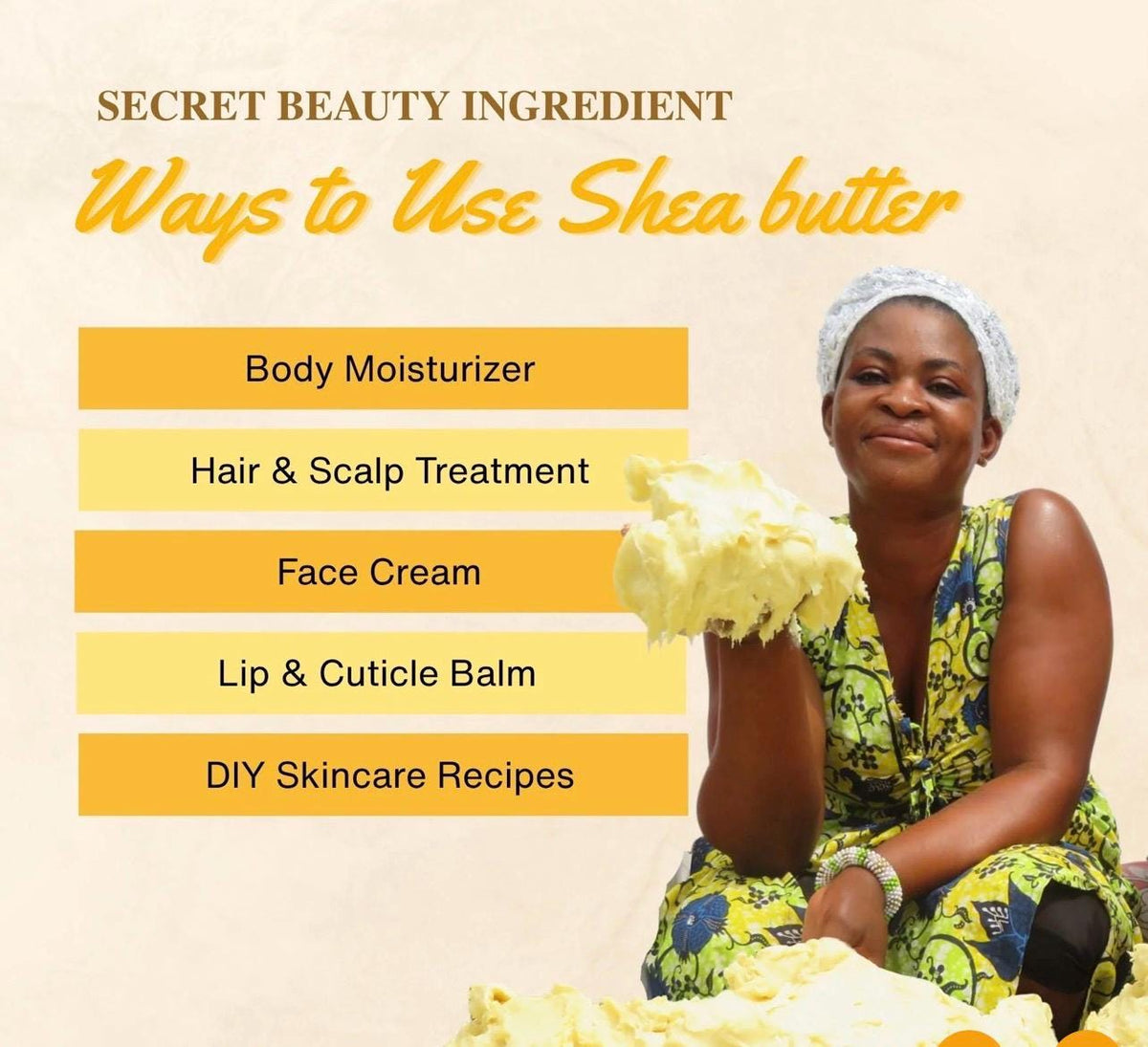 Raw Unrefined Shea Butter from Ghana | 1 lb Organic Moisturizer for Skin, Hair