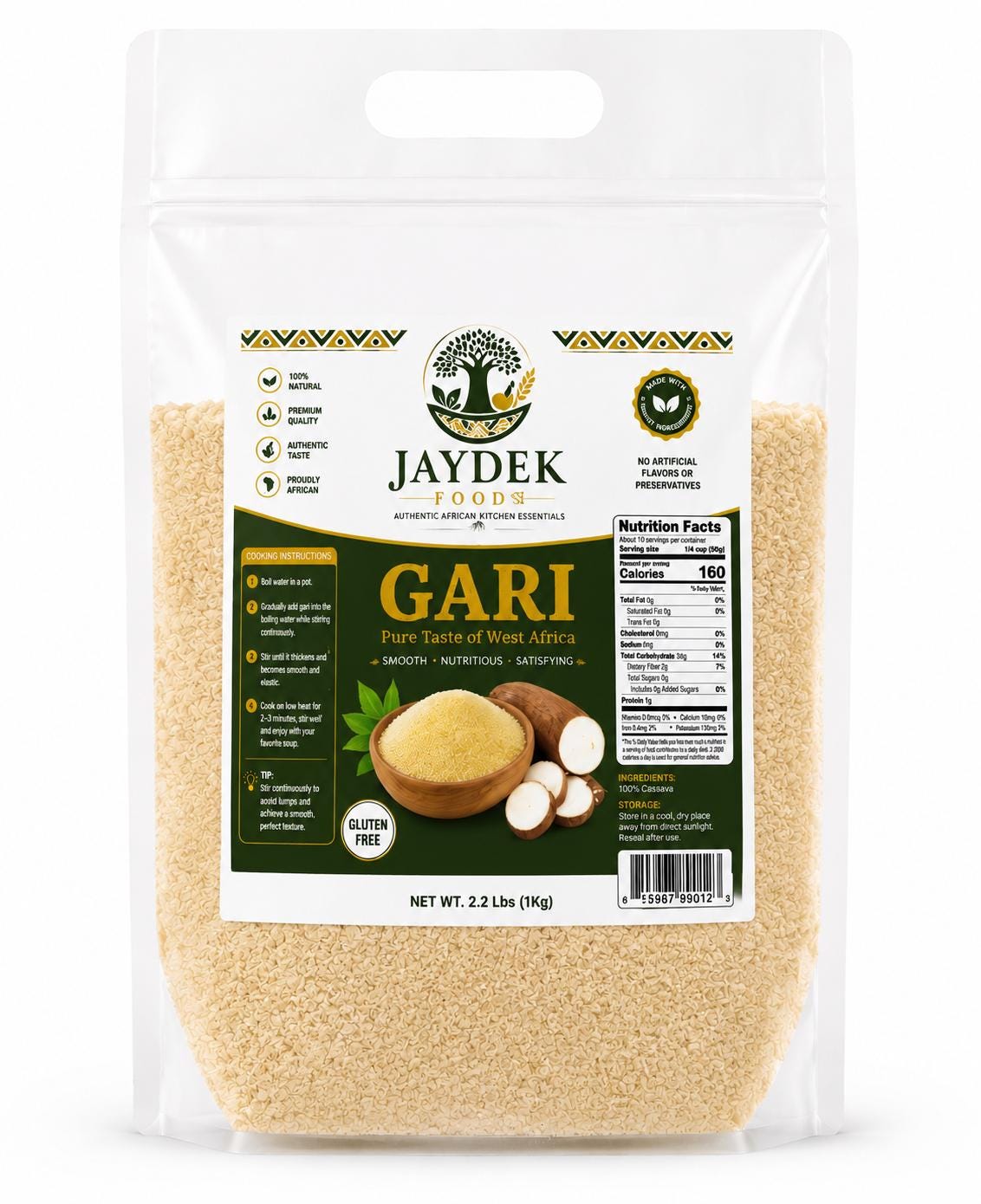 Authentic Ghana Gari Cassava Flour – Fine Crunchy West African Staple Food